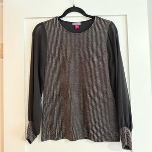 Vince Camuto Black and Gray Patterned Blouse